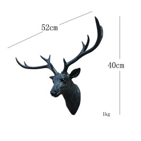 뉴타임즈3 헌팅트로피 사슴 머리 장식 벽걸이 모형 동물 머리 객실 복도 벽면 장식 작은 큰 사이즈 XT03 A8, 01 블랙 대