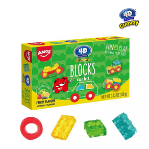 [Amos] 레고 젤리 아모스 Amos 자동차 블럭 젤리 100g Amos 4D Candy Gummy Blocks, 1개