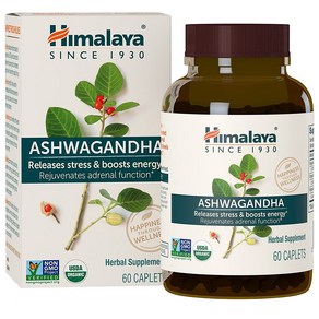 히말라야 보스웰리아 아슈와간다 60정 Himalaya Ashwagandha 670mg Oganic Root Powde Extact Anti Anxiety Supplement fo Stess-Relief Adenal, 1개