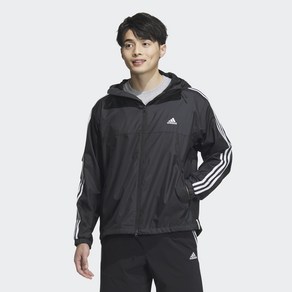 아디다스 ADIDAS 남녀공용 삼선 바람막이 에센셜+ 루즈 핏 3S 메쉬 라인드 윈드브레이커 재킷 JF3912