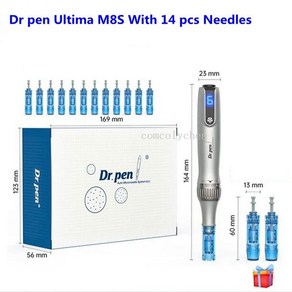 오토MTS 셀프 홈케어 탄력 모공 관리 기기 닥터 펜 울티마 M8S 무선 전문 마이크로니들링 얼굴 및 몸용 최고의 MTS 스킨 케어 도구 카트리지 14 개 최신 제품, 2.EU 14pcs