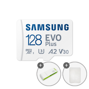 삼성전자 공식인증 정품 마이크로SD카드 EVO PLUS MB-MC128SA/KR + SD카드 케이스 및 이엘 연두 카드 리더기 USB2.0 2in1