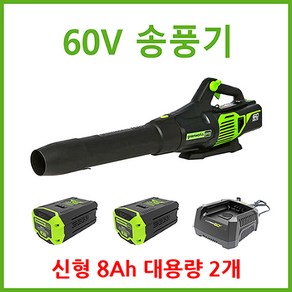 그린웍스 60v 무선 송풍기 충전 송풍기 낙엽청소기, 선택5 본체+고속충전기+8ah배터리2개, 1개