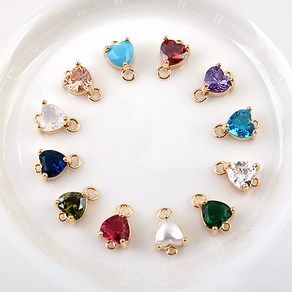 비즈아이 [7327-02]탄생석펜던트 큐빅탄생석하트 6.5x8mm 골드 1개