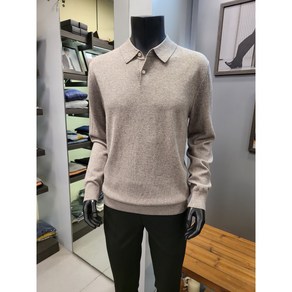 바쏘옴므 베이지 캐시미어 울 블렌드 카라 니트 티셔츠 WSY4WT85A -3990