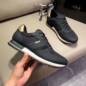 HUGO BOSS 남성 가죽 조립 운동화 블랙 50470152-007