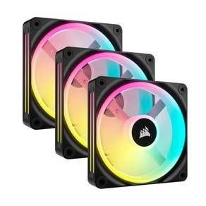 CORSAIR QX 시리즈 QX120 RGB 120mm 팬 - iCUE 링크 에코시스템 - 마그네틱 돔 RGB PWM 팬 - 시스템 허브 포함 3팩 스타터 키트 - 화이트