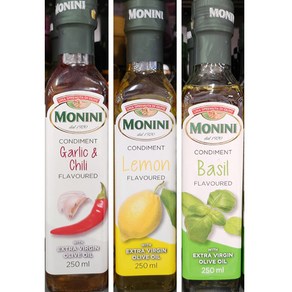 모니니 올리브오일 250ml 3종택1 갈릭칠리향 레몬향 바질향 MONINI, 1개