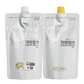 가미암라 트리트먼트 칼라크림(흰머리용 염모제) 1제 2제 300g/새치커버/초저자극/미용실전용제품, 5N 자연갈색