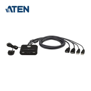 ATEN 2포트 HDMI 케이블 일체형 KVM 스위치 CS22HF