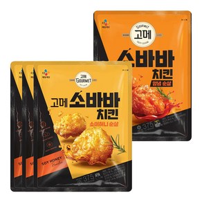 CJ 고메 소바바치킨 순살 혼합 (소이허니375g + 양념375g ), 375g, 2개