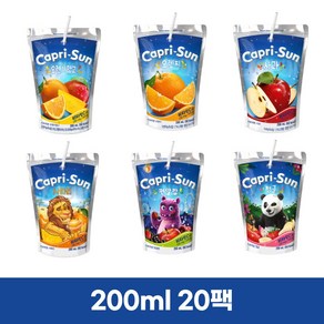 농심 카프리썬 200ml 20팩, 오렌지망고 10팩 + 사파리 10팩, 20개