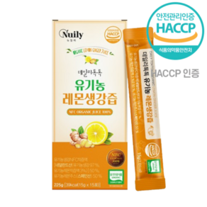 리얼 유기농 레몬생강즙 15x 식약처인증 NFC, 1박스, 225mg