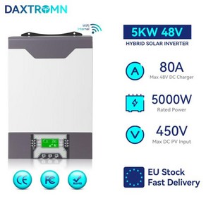 인버터 PV 220V 450VDC 타이 MPPT 순수 지원 5KW 그리드 충전 사인 80A 병렬 하이브리드 컨트롤러 태양광 48V, 1개