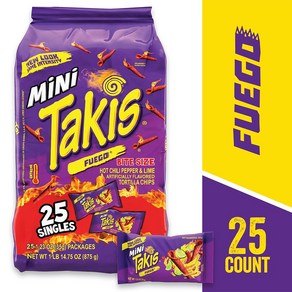 타키스 롤 미니 푸에고 또디아 칩스 25팩 Takis Rolled Mini Fuego Totilla Chips - 30.75oz/25ct, 25개, 35g