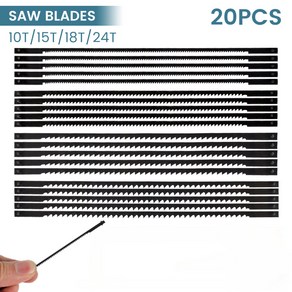 탄소강 스크롤 톱날 세트 핀 엔드 SK5 실톱 코핑 지그 목공 도구, 02 20pcs Saw blades, 1개