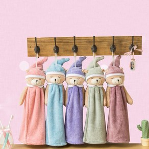 [1+1 무료배송]곰돌이 인형 핸드타올 주방 욕실 수건, 곰돌이 인형 핸드타올/인디핑크, 곰돌이 인형 핸드타올/민트, 2개