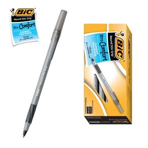 BIC 볼펜 라운드스틱 그립 1.0mm Grip 빅볼펜 12P