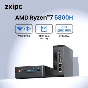 ZXIPC AMD Ryzen7 5800H 4800H 4500U 미니 PC 컴퓨터 게임용 포켓 듀얼 LAN 와이파이 6 BT 5.2 Ryzen5 5500U 5825U NUC 오피스, WiFi 6 NO RAM SSD, AMD Ryzen5-4500U, 04 WiFi 6 NO RAM SSD