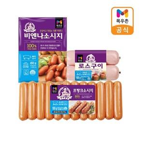 농협목우촌 [목우촌]주부9단 인기햄류 세트 (비엔나450g+로스구이햄500g+프랑크소시지500g), 1개, 1.95kg