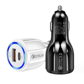 레벨업 듀얼 차량용 시거잭 충전기 QC 3.0 PD USB, D23-0721, 블랙