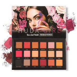 HUDA GIRL BEAUTY 18 Shades Rose Gold Edition Eyeshadow Palette 쉬머 매트 아이섀도, 1개