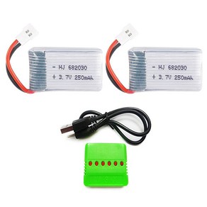 3.7v 250mah 드론배터리충전기세트, (X4) 250mah2개+6in1충전, 1개