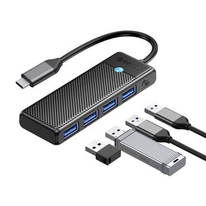 오리코 C타입 4in1 USB 3.0 허브 PAPW4A-C3, 블랙, 15cm