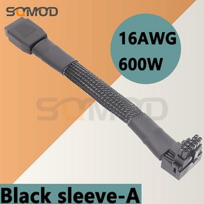 16 핀 비디오 카드 엘보 12VHPWR 직선 헤드 터닝 라인 PCIE 5.0 12 4P 90 도 GPU, Black sleeve-A (Thanks), 1개