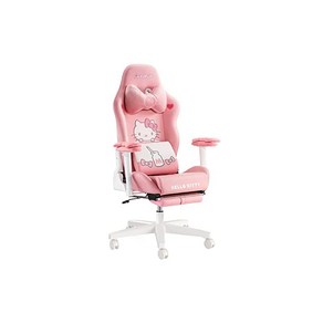 AutoFull 오토풀 Hello Kitty 헬로키티 게이밍 의자 사무실 의자 게임용 의자 PC 의자 내하중 150kg 리클라이닝 하이백 락킹 승강 팔걸이 요통 대책 PU레더 귀여운 핑크 AF102