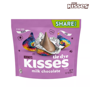 HERSHEY'S KISSES 허쉬 키세스 밀크 초콜릿 타이 다이 쉐어링 사이즈, 1개, 286g