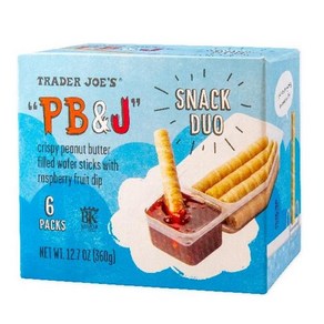 미국 트레이더조 Tade Joe's PB & J Snack Duo PB & J 잼 & 웨이퍼 스낵 두오, 360g, 1개