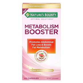 Natue's Bounty Optimal Solutions Metabolism Booste 보충제 지방 대사 촉진 복부 감소 감귤 추출물 및 흑생강 함유 60 캡슐, 1개, 60정