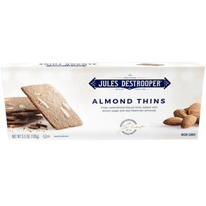 Jules Destoope Almond Thins - 캐러멜라이즈드 버터 비스킷 코셔 유제품 벨기에산 정품 - 99.2g(3.5온스), 1개, 100g