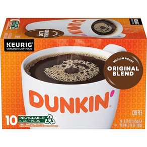 Dunkin' 던킨 오리지널 블렌드 미디엄 로스트 커피 큐리그 K-컵 포드 10개, 1개