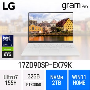 [코어 울트라7 탑재] LG전자 2024 그램 프로17 17ZD90SP-EX79K - 최신형 고성능 초경량 노트북, WIN11 Home, 32GB, 2TB, White