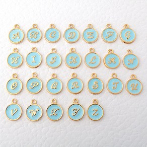 비즈아이 [7146]이니셜펜던트 에폭흘림체이니셜 10x13mm A~Z(블루골드) 1개