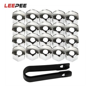 LEEPEE 휠 너트 캡 림 특수 소켓 허브 나사 커버 보호 20 개, 02 19mm Silve, 20개