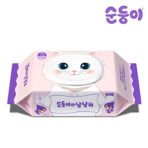 냥냥이 고양이물티슈 80매 1팩/1CAT, 1개, 상세 설명 참조