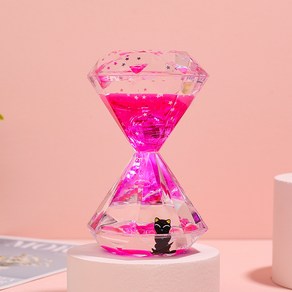 샤이닝 스팽글 빅 다이아몬드 캐릭터 부유 기름방울 섬광볼 모래시계 홈퍼니싱 감압 오일누수, 로즈 레드 (조명 포함), 하나