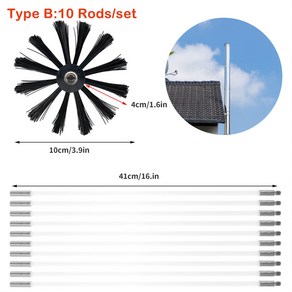 굴뚝 청소 브러시 확장 가능 유연한 건조기 벤트 클리너 강모 18/10 막대로 주방 공기 덕트 100mm 150mm, [01] Type B