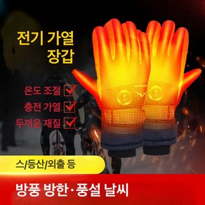 Apnoo 스마트 usb 발열장갑 스키 오토바이 열선장갑 전기 발열 겨울 라이딩 캠핑 낚시 장갑 방한 열선장갑, 푸른 색+5000mAh 배터리