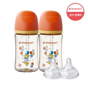 더블하트 모유실감 3세대 PPSU 디어프렌즈 트윈팩 240ml+젖꼭지(2입)