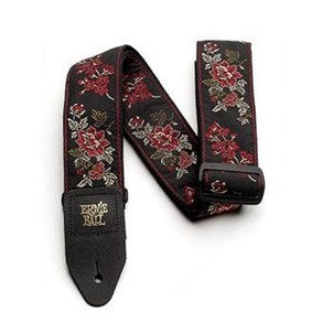 [ERNIEBALL] 어니볼 기타 스트랩 멜빵 레드 로즈 / CLASSIC JACQUARD STRAP RED ROSE, 1개