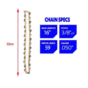체인톱날 16 인치 체인톱 체인 59 드라이브 링크 29 커터 3/8 