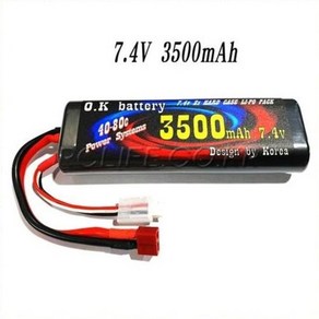 (당일발송)RC카용 7.4V 3500mAh 2s LI-POLY BATTERY 1팩, EC3, 1개, 1개입