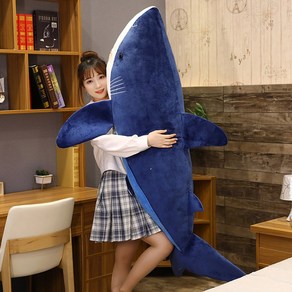 빅 사이즈 상어 봉제 인형 귀여운 수면 베개 쿠션 동물 어린이 선물, [01] 60cm, blue