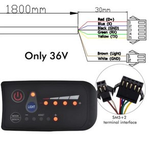 전기 자전거 디스플레이 LCD LED 키트 부품용 컬러 스크린 24V 36V 48V 60V 72V E 스쿠터 패널, [20] S810 SM 5PIN 2