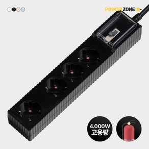 파워존 자동소화 고용량 웨이브 멀티탭 화재예방 콘센트 과부하차단 4구 50cm 1.5m 3m 5m 7m, 7m블랙, 1개