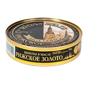 리가골드 RIGA GOLD 훈제 청어 통조림 캔 Smoked Spats 160g, 1개